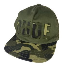 Crazy 8 Boys Camo Trucker Hat Green Mesh Snapback Adjustable "DUDE"